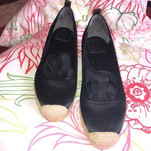 Black Tory Burch Espadrilles with Ankle Wraps
